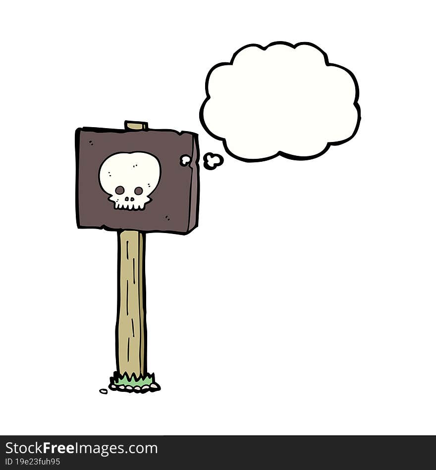 Cartoon Sign Post With Thought Bubble