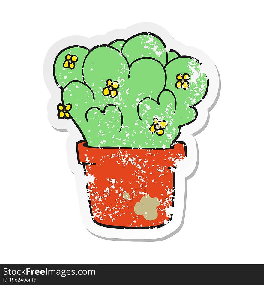 retro distressed sticker of a cartoon plant