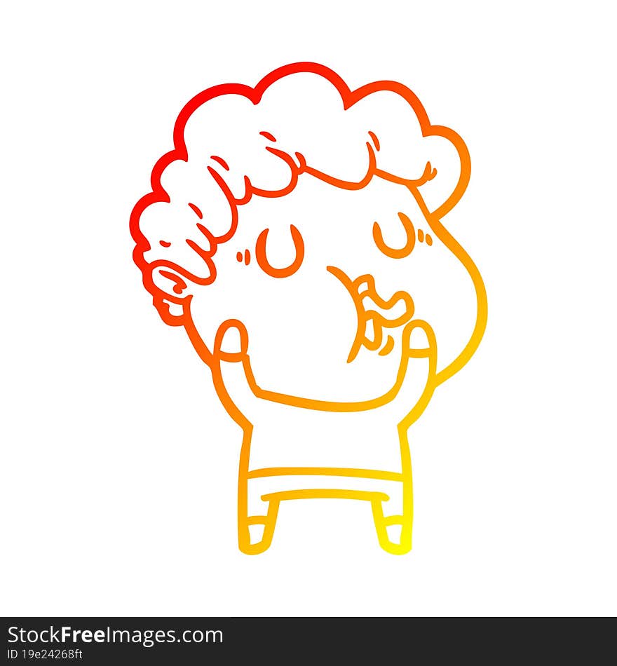 warm gradient line drawing of a cartoon man pulling face