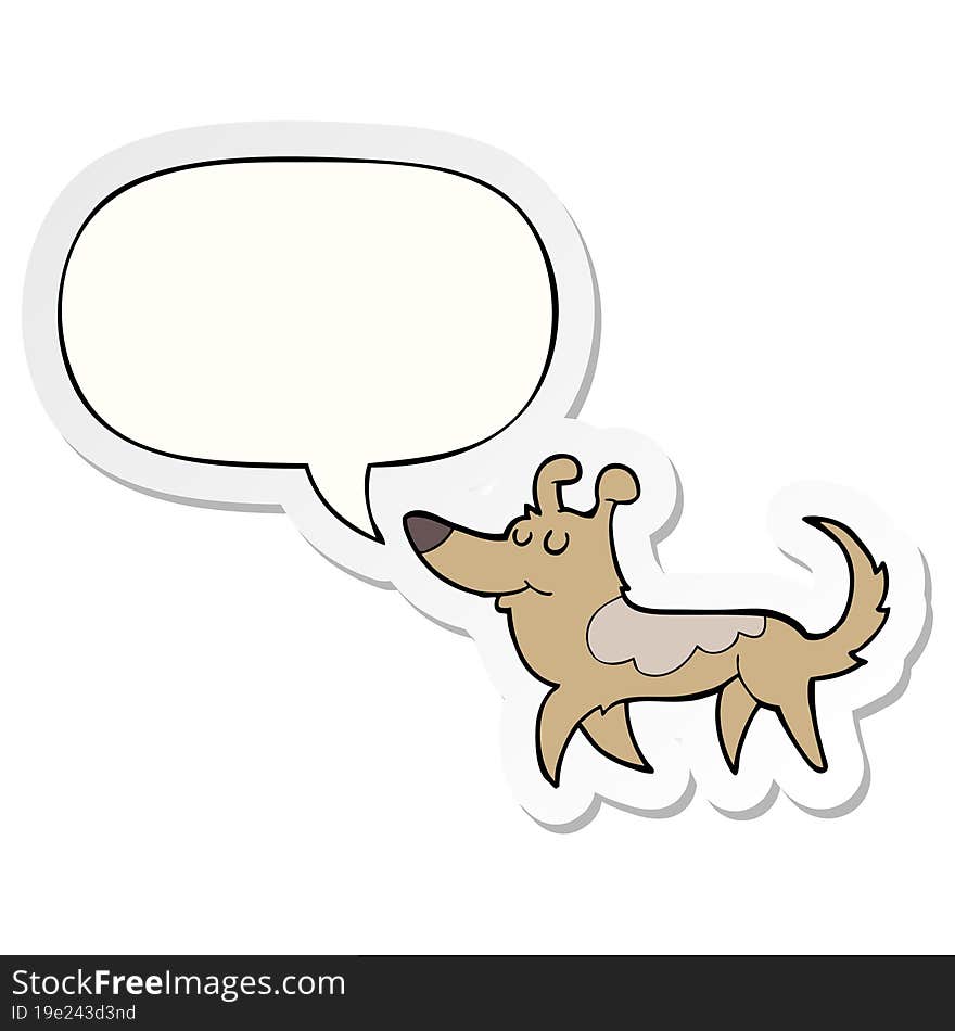 cartoon dog with speech bubble sticker. cartoon dog with speech bubble sticker