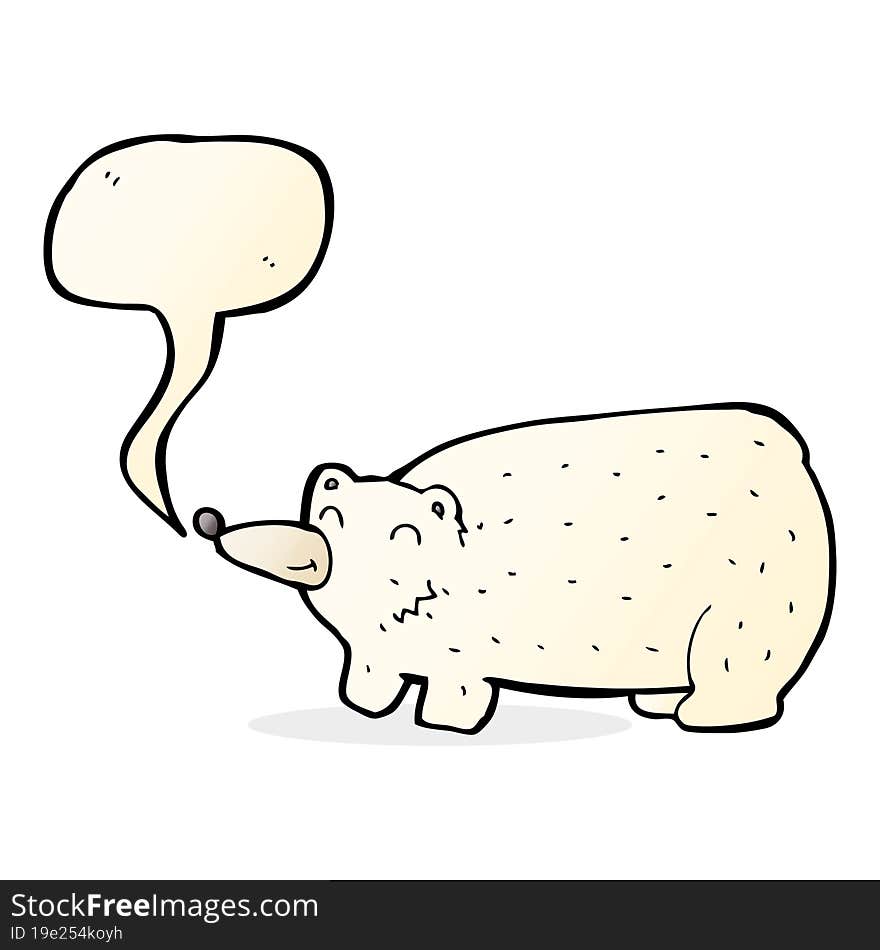 Funny Cartoon Polar Bear With Speech Bubble