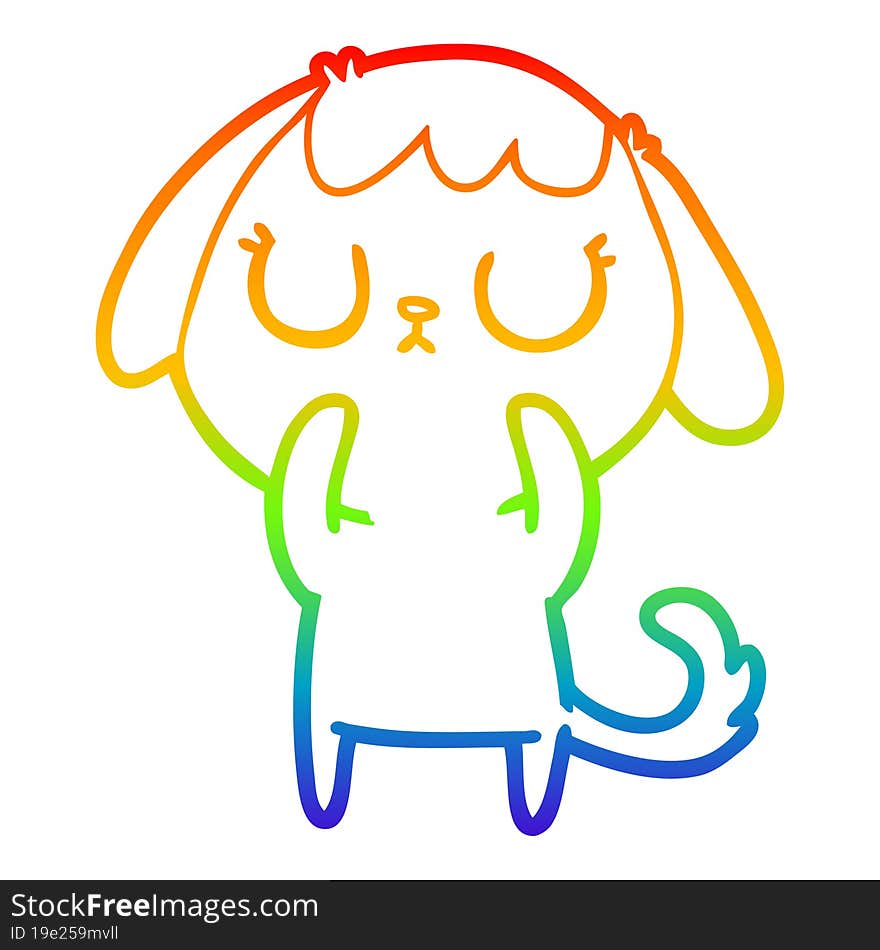 rainbow gradient line drawing of a cute cartoon dog