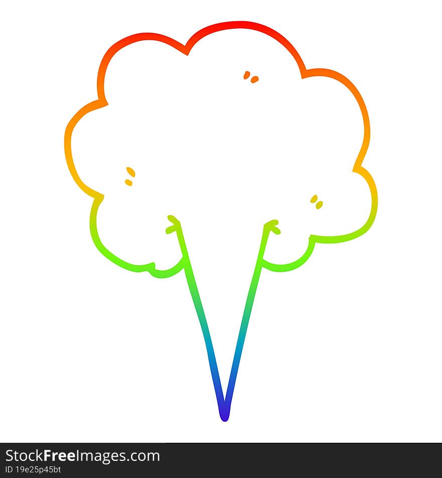 Rainbow Gradient Line Drawing Cartoon Whooshing Cloud