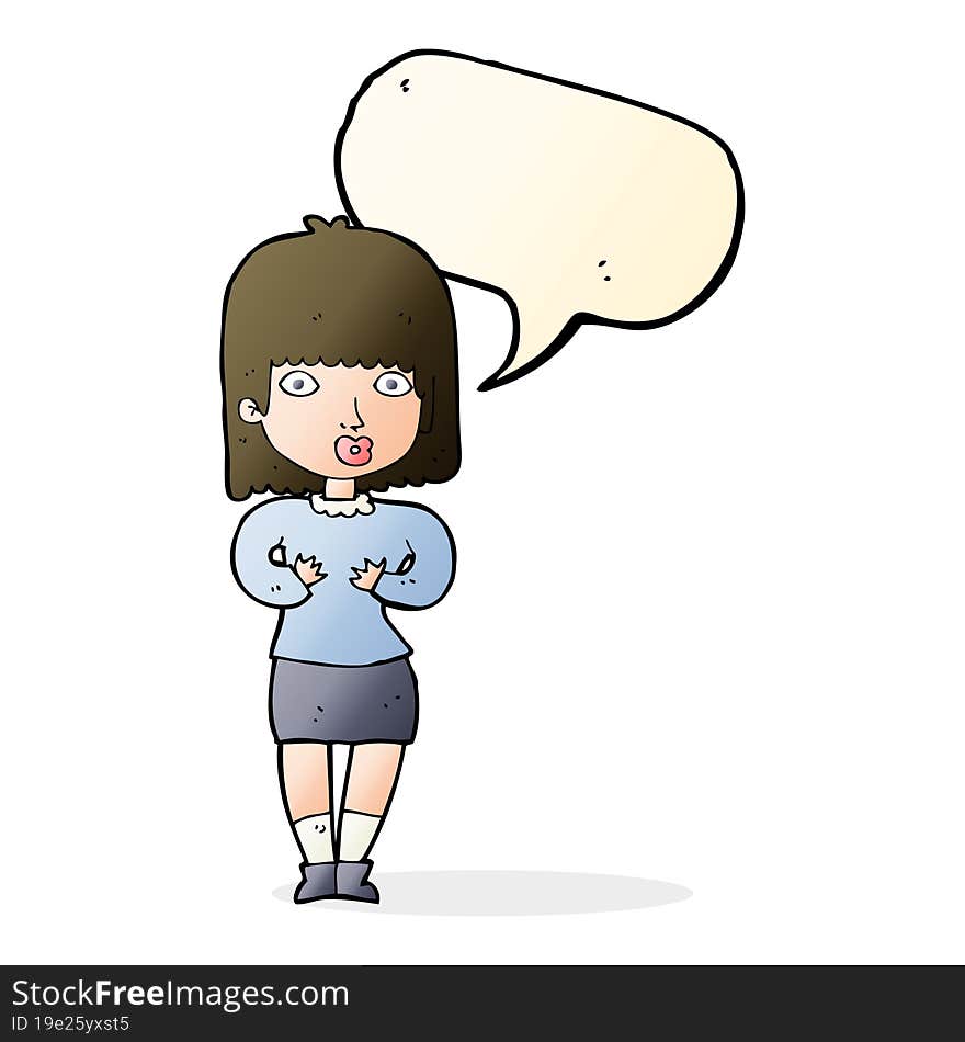 cartoon shocked woman with speech bubble