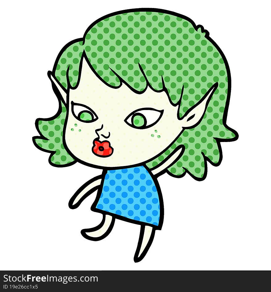 pretty cartoon elf girl. pretty cartoon elf girl