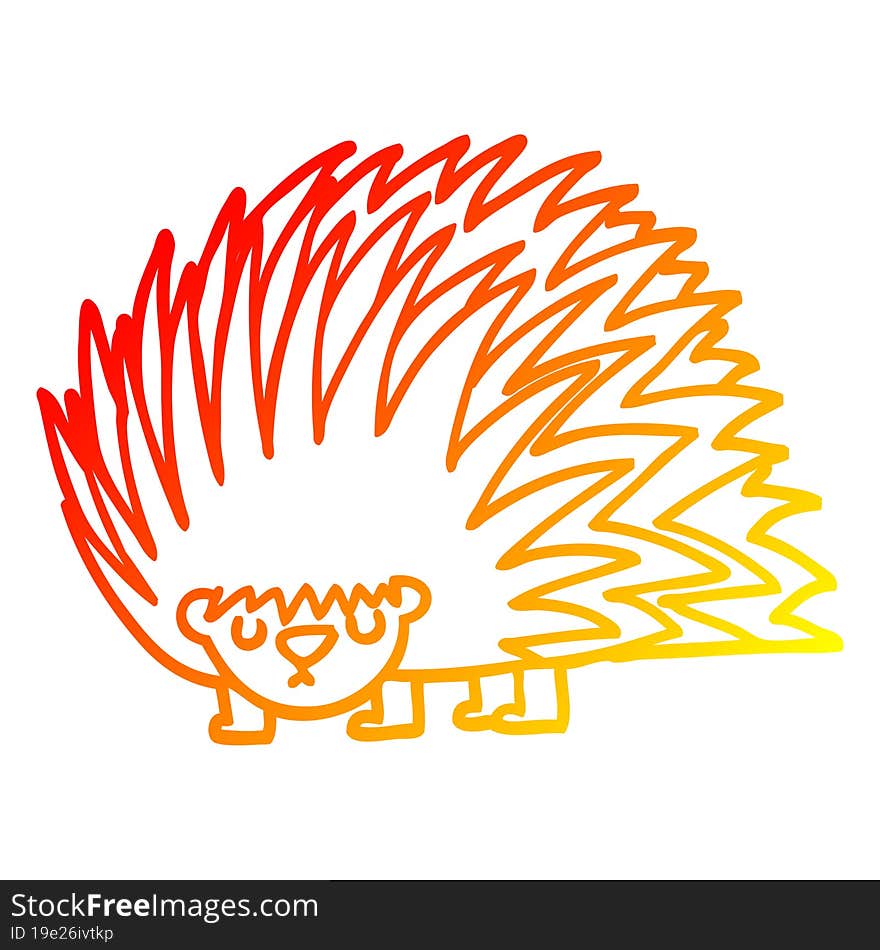 warm gradient line drawing cartoon spiky hedgehog