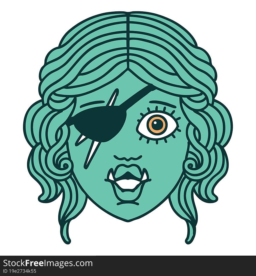 Retro Tattoo Style orc rogue character face. Retro Tattoo Style orc rogue character face