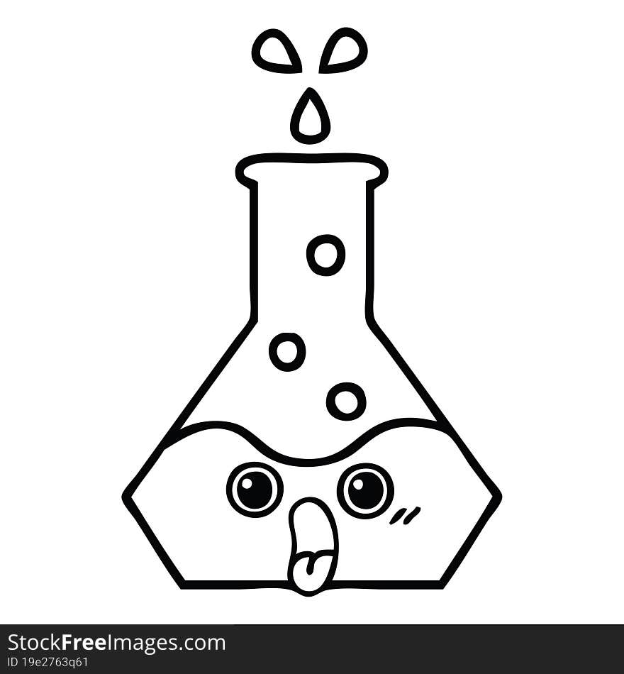 Line Drawing Cartoon Science Beaker