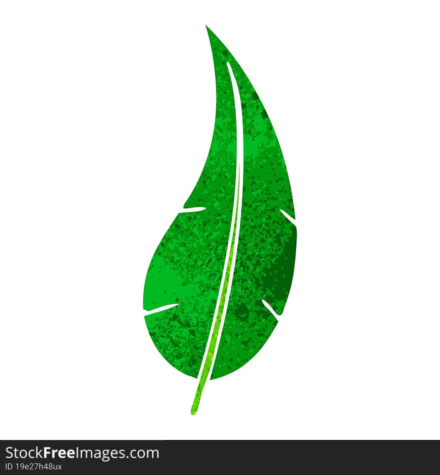 hand drawn retro cartoon doodle of a green long leaf