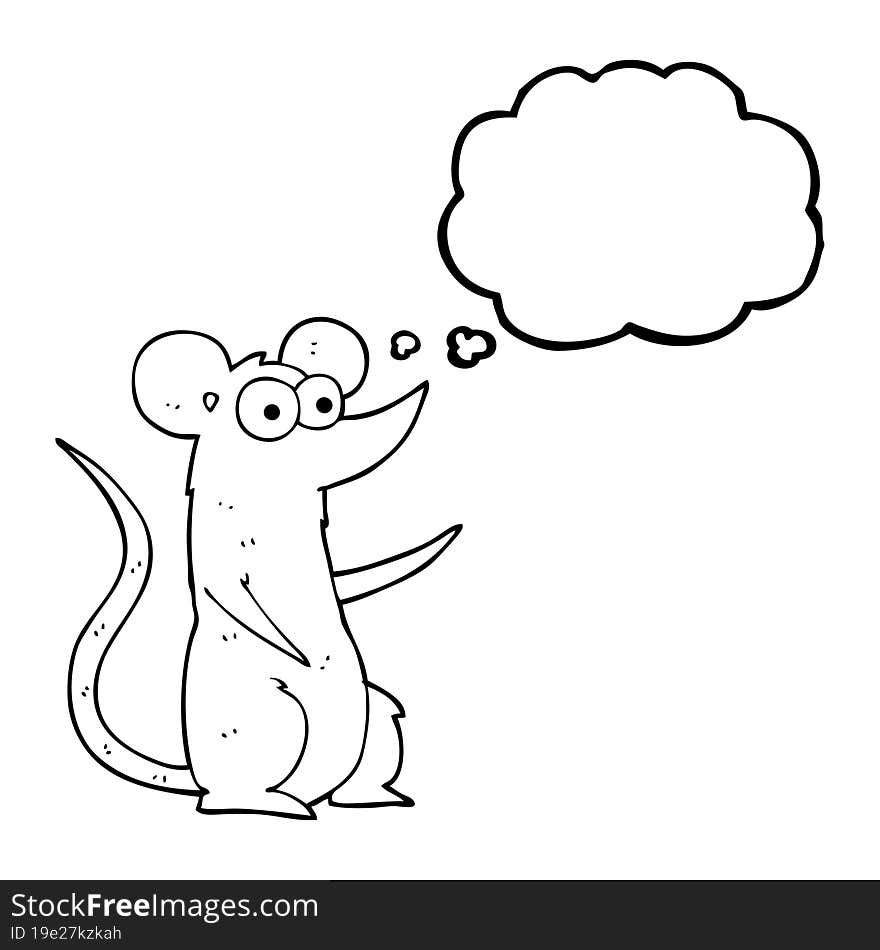 freehand drawn thought bubble cartoon mouse in love