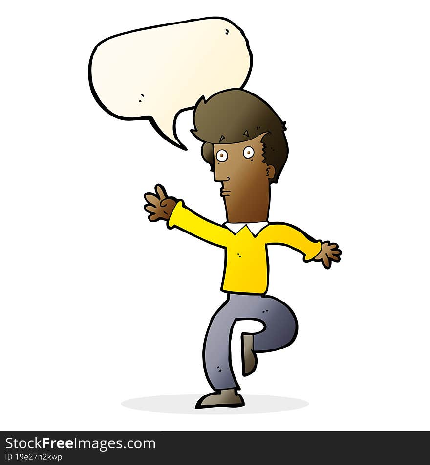 Cartoon Rushing Man With Speech Bubble