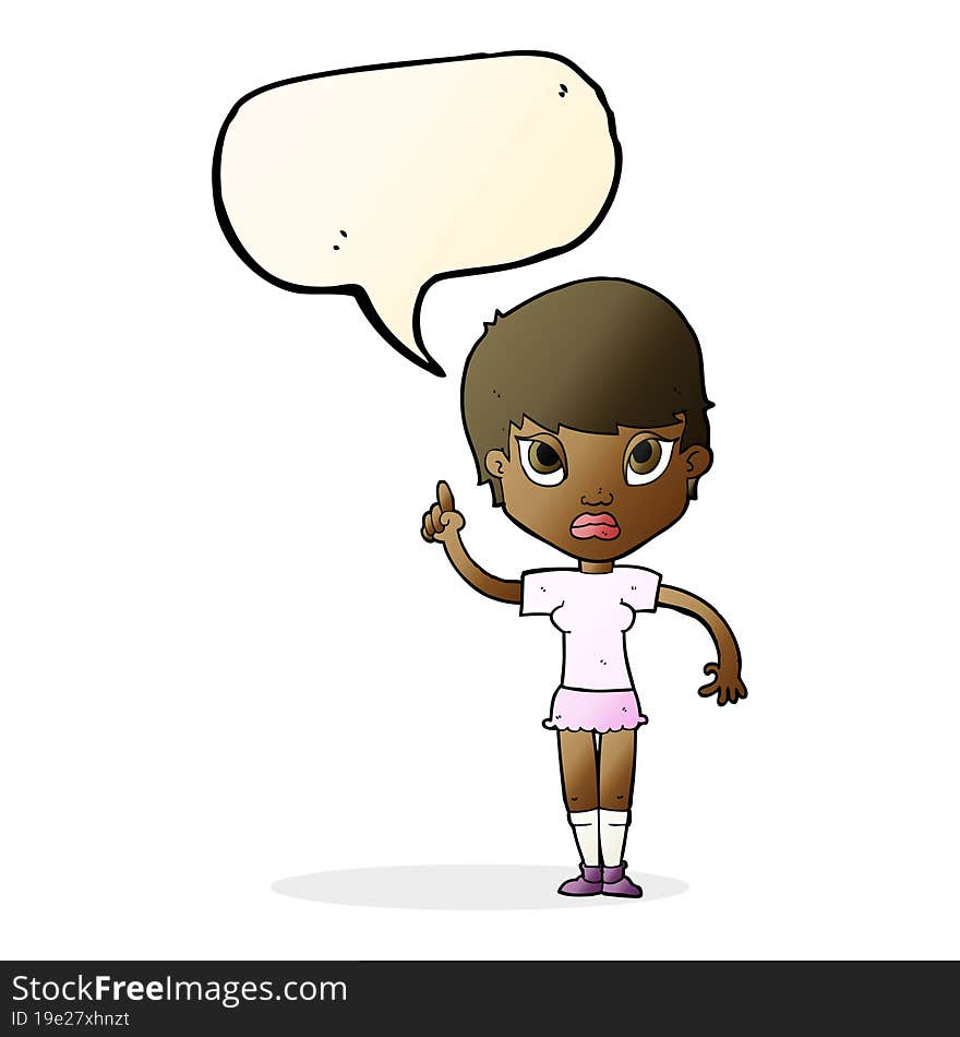 cartoon girl with idea with speech bubble