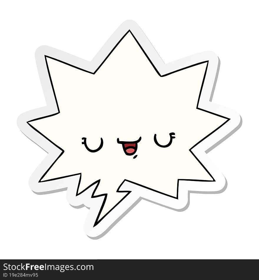 Happy Cartoon Expression And Speech Bubble Sticker