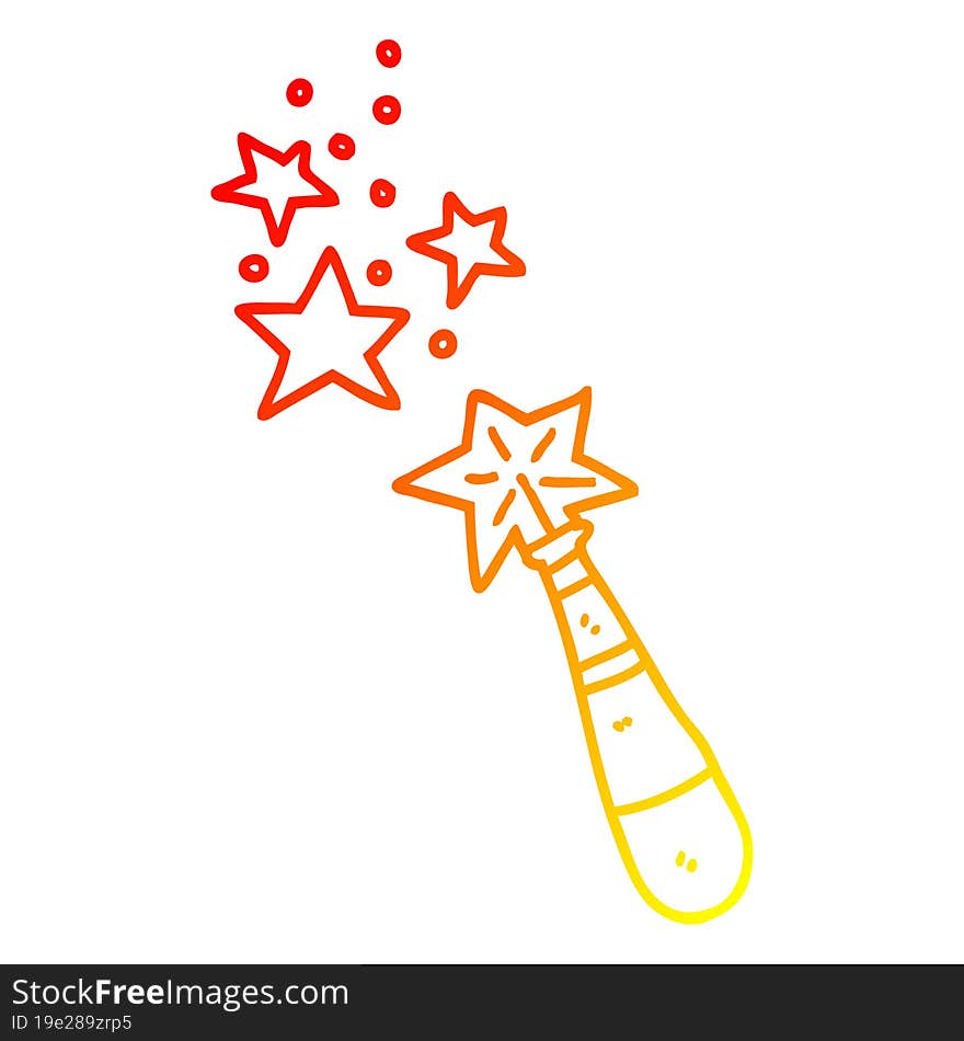 warm gradient line drawing cartoon magic wand