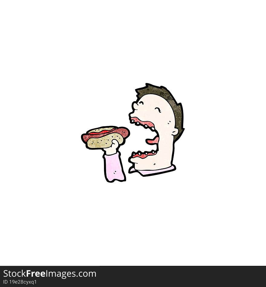 cartoon man eating junk food