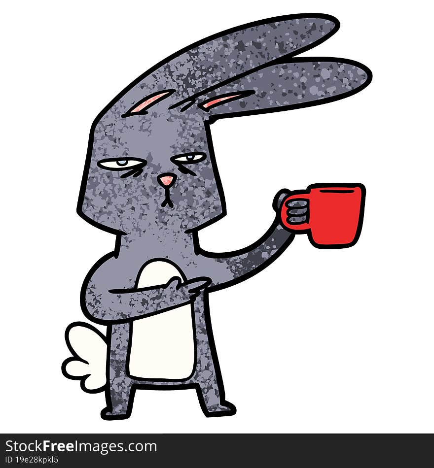 cartoon rabbit with coffee. cartoon rabbit with coffee