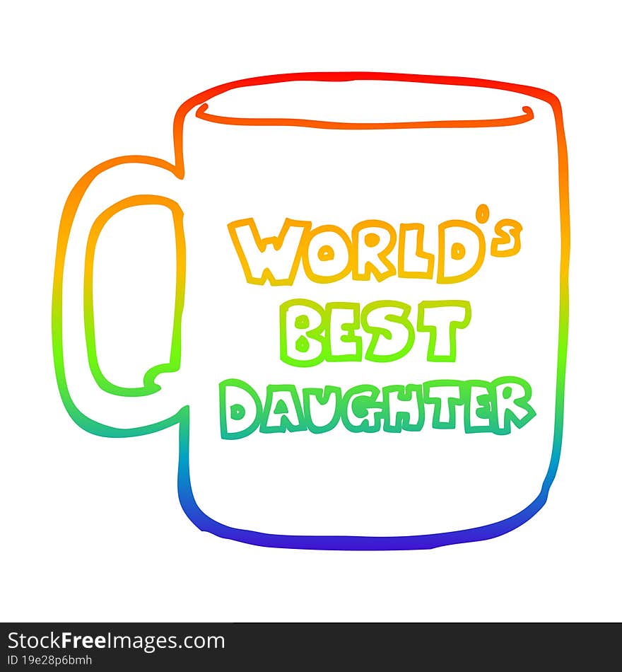 rainbow gradient line drawing worlds best daughter mug