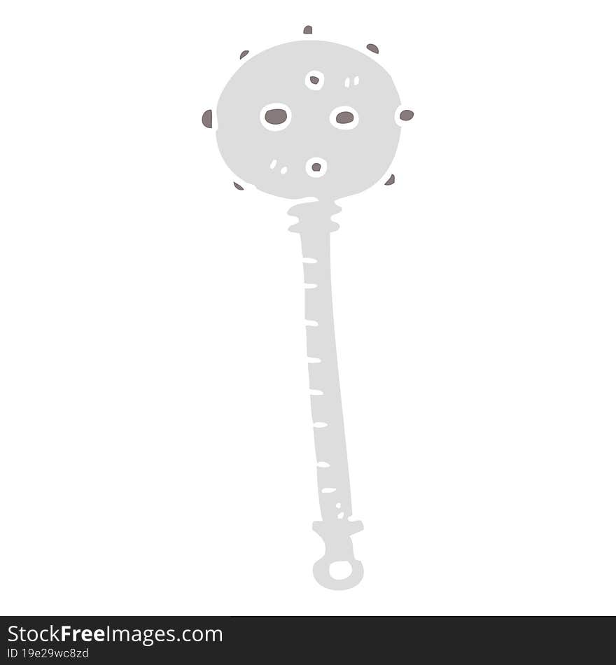 Flat Color Illustration Of A Cartoon Medieval Mace