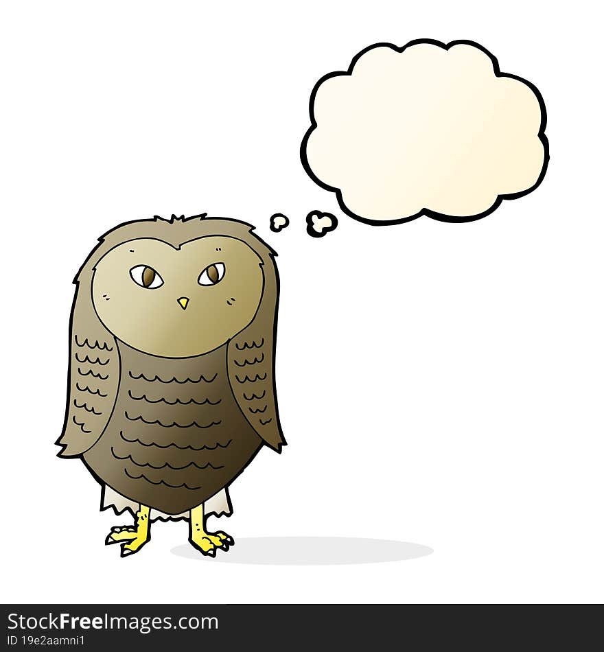 cartoon owl with thought bubble