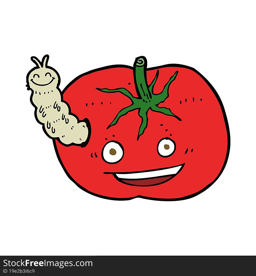 Cartoon Tomato With Bug