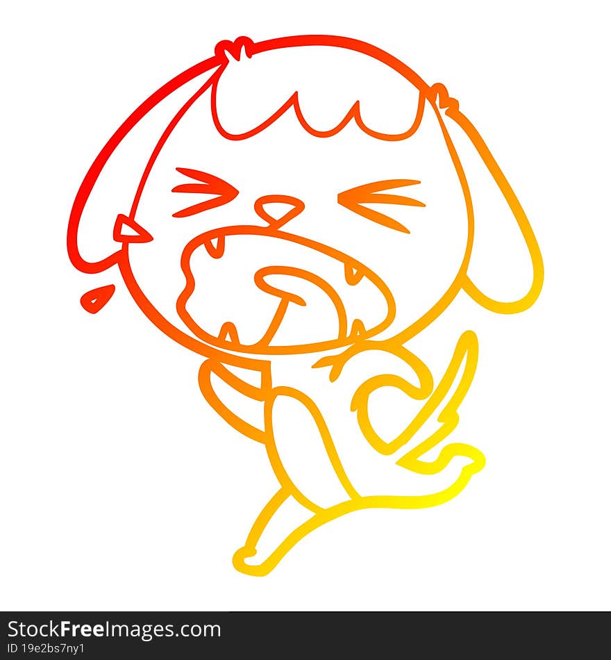 warm gradient line drawing cute cartoon dog barking