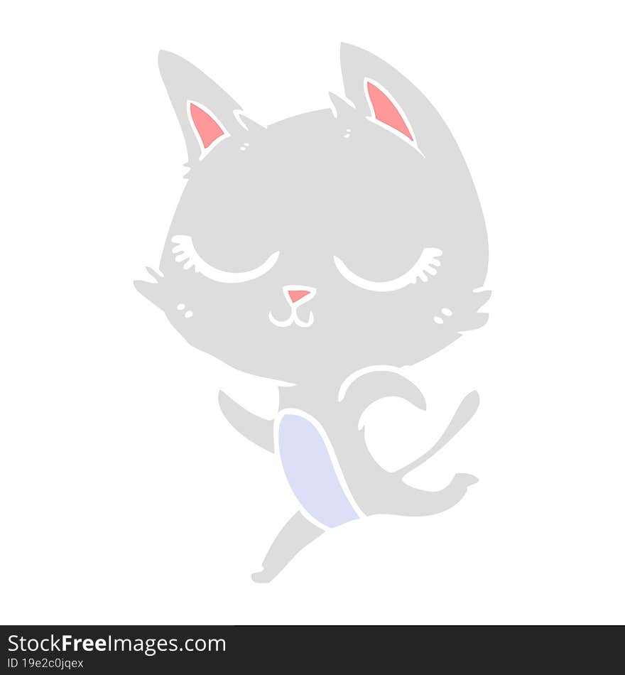 calm flat color style cartoon cat