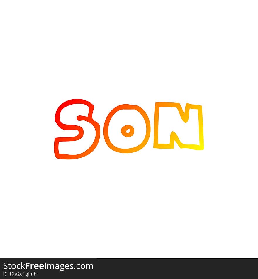 warm gradient line drawing cartoon word son