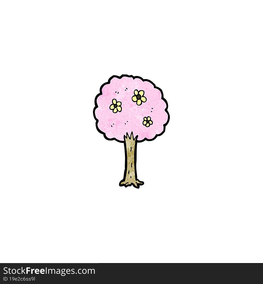 decorative pink tree cartoon