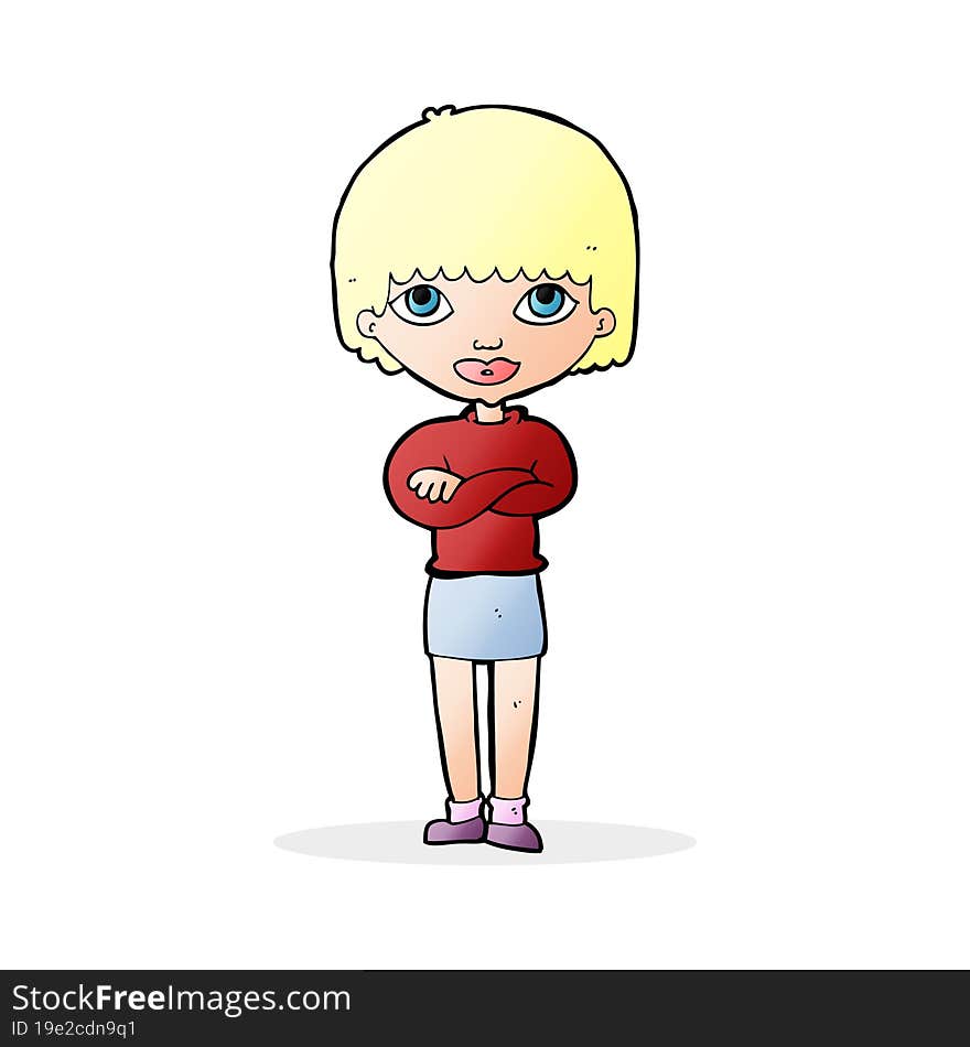 cartoon woman with folded arms