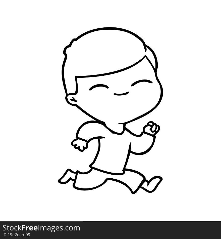 cartoon smiling boy running. cartoon smiling boy running