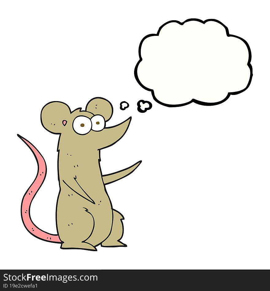 freehand drawn thought bubble cartoon mouse in love