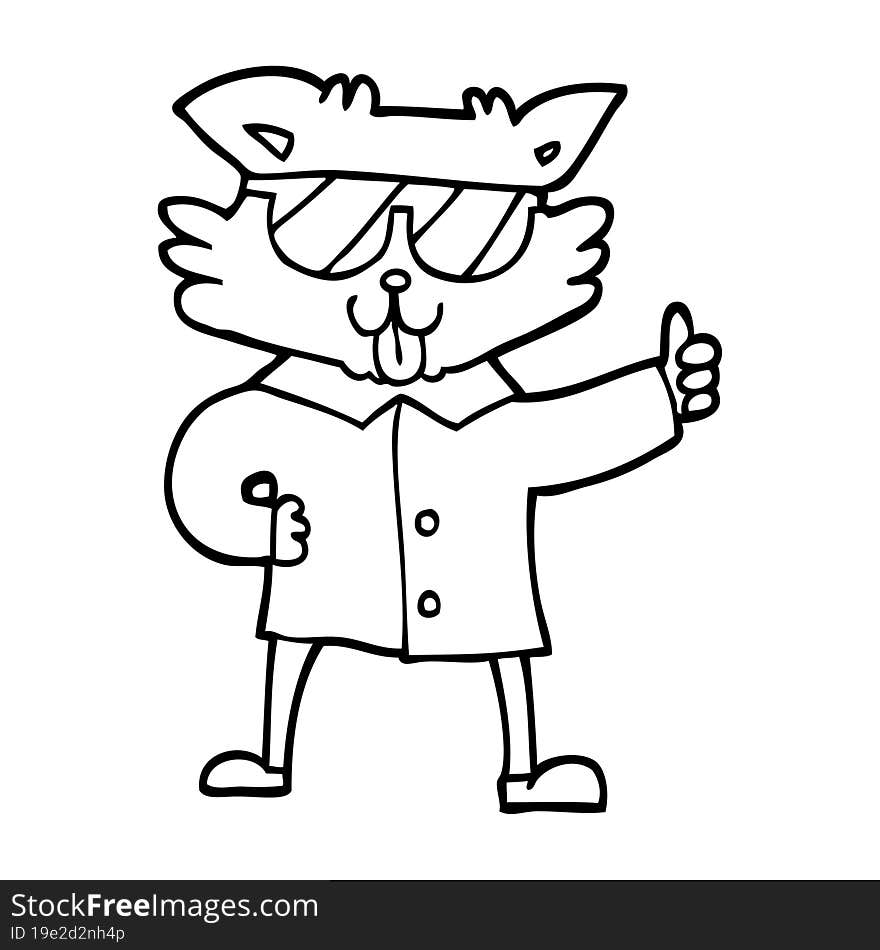 black and white cartoon cool cat