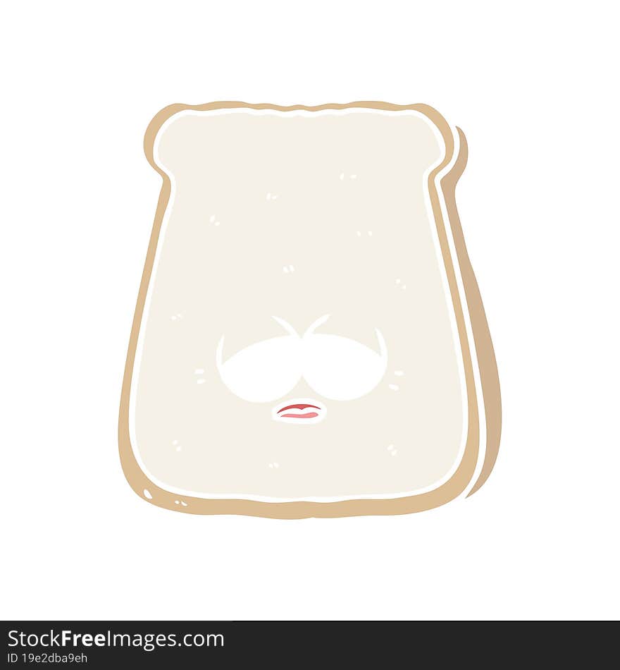 flat color style cartoon tired old slice of bread