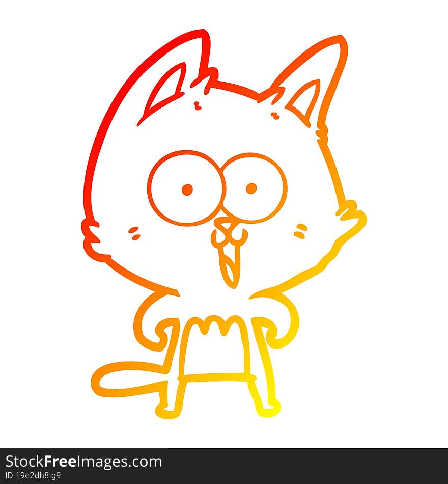 warm gradient line drawing funny cartoon cat