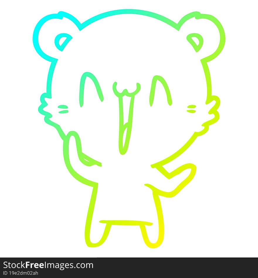 cold gradient line drawing laughing polar bear cartoon