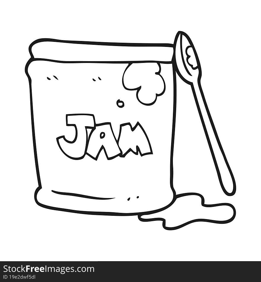 freehand drawn black and white cartoon jam jar