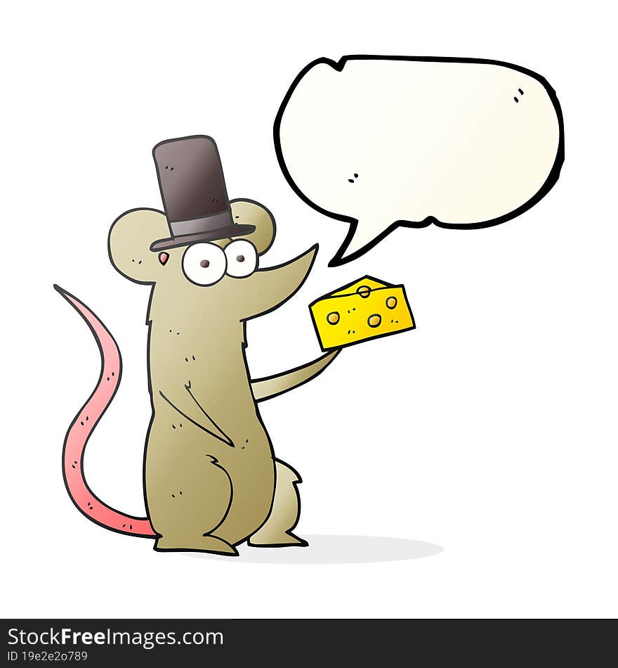 speech bubble cartoon mouse with cheese