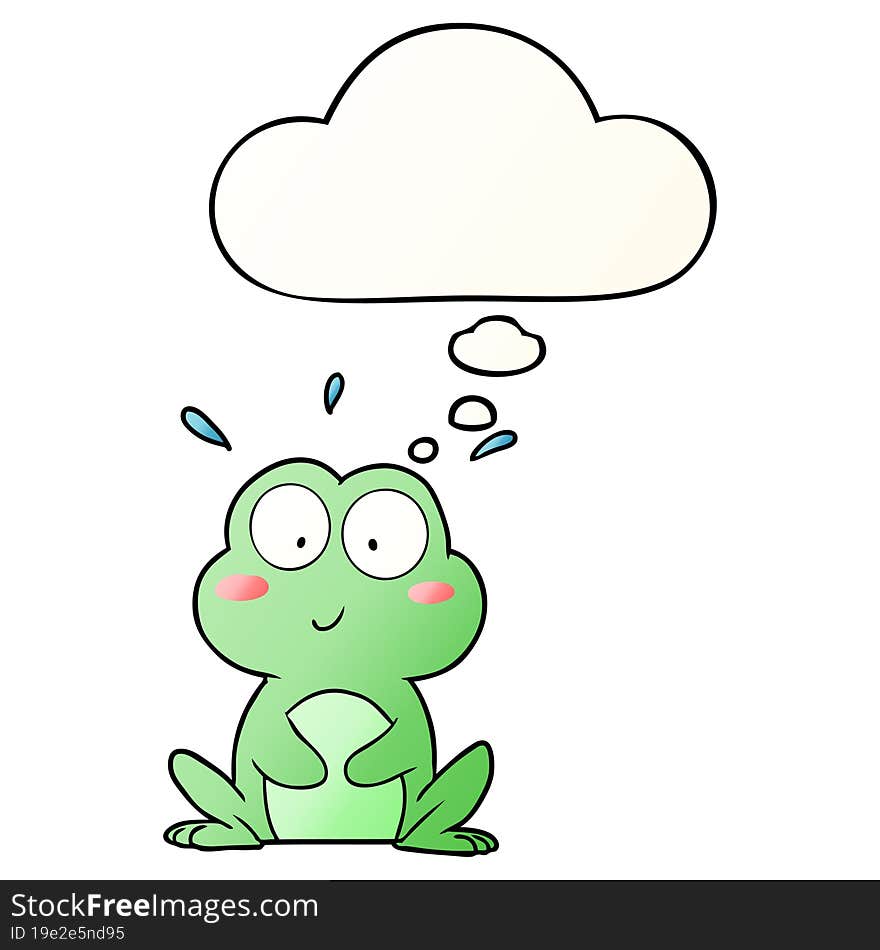 cute cartoon frog with thought bubble in smooth gradient style