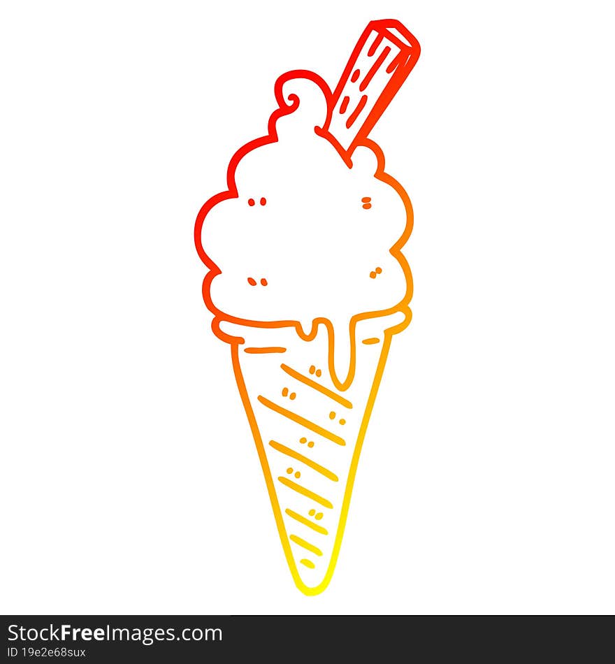 warm gradient line drawing cartoon ice cream