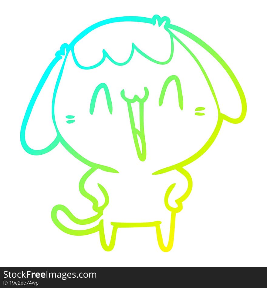 cold gradient line drawing of a cute cartoon dog