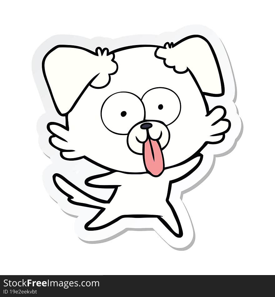 sticker of a cartoon dog with tongue sticking out