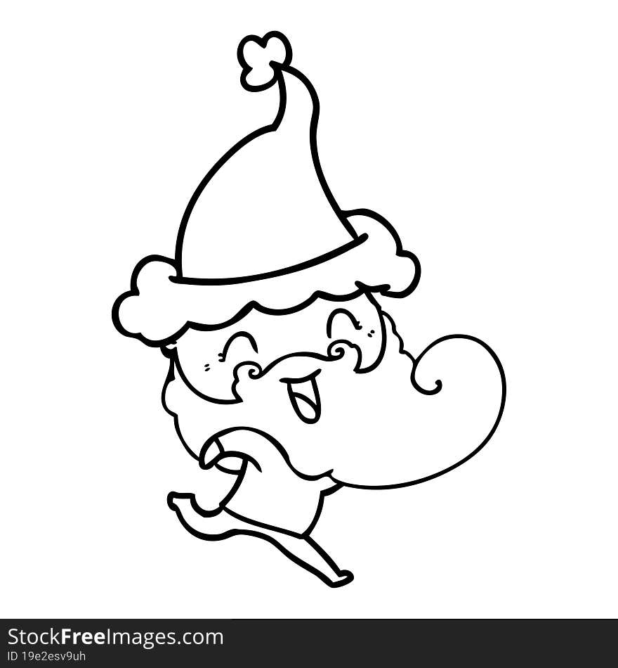 happy bearded man wearing santa hat