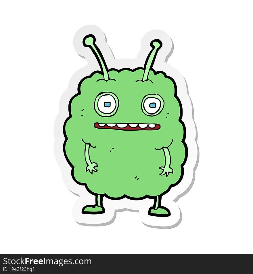 sticker of a cartoon funny alien monster