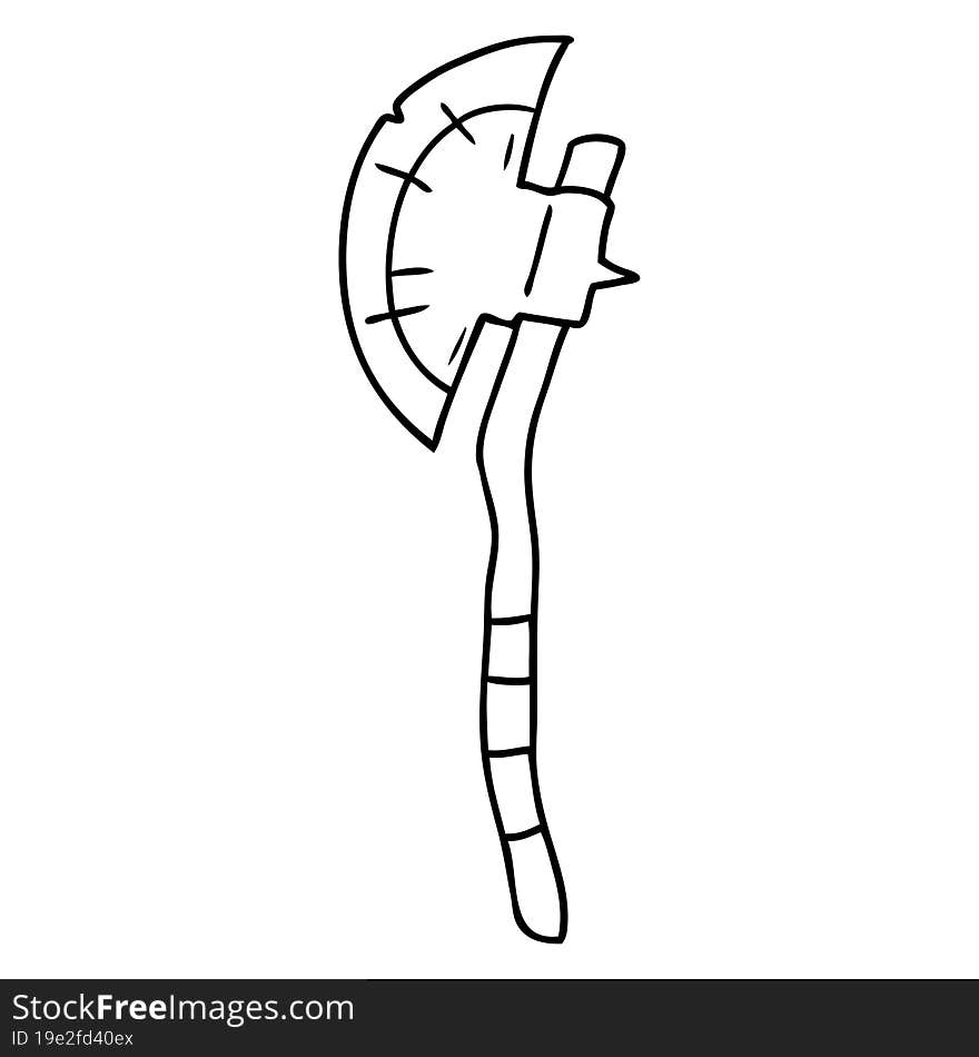 Line Drawing Doodle Of A Medievil Axe