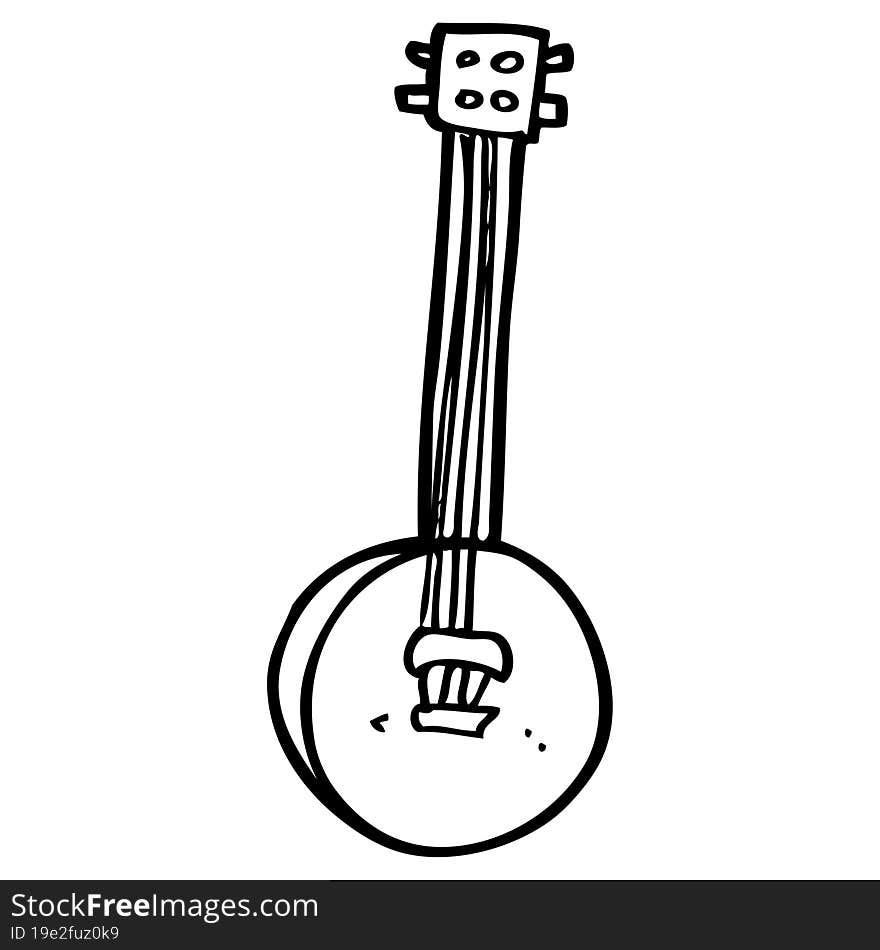 line drawing cartoon old banjo