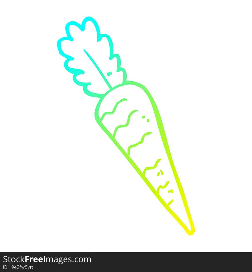 cold gradient line drawing of a cartoon carrot