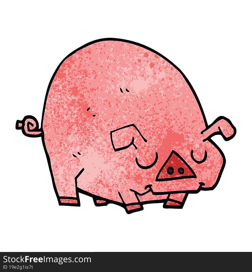 Cartoon Doodle Fat Pig