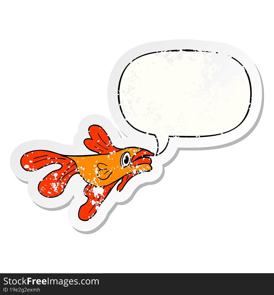 cartoon fighting fish and speech bubble distressed sticker