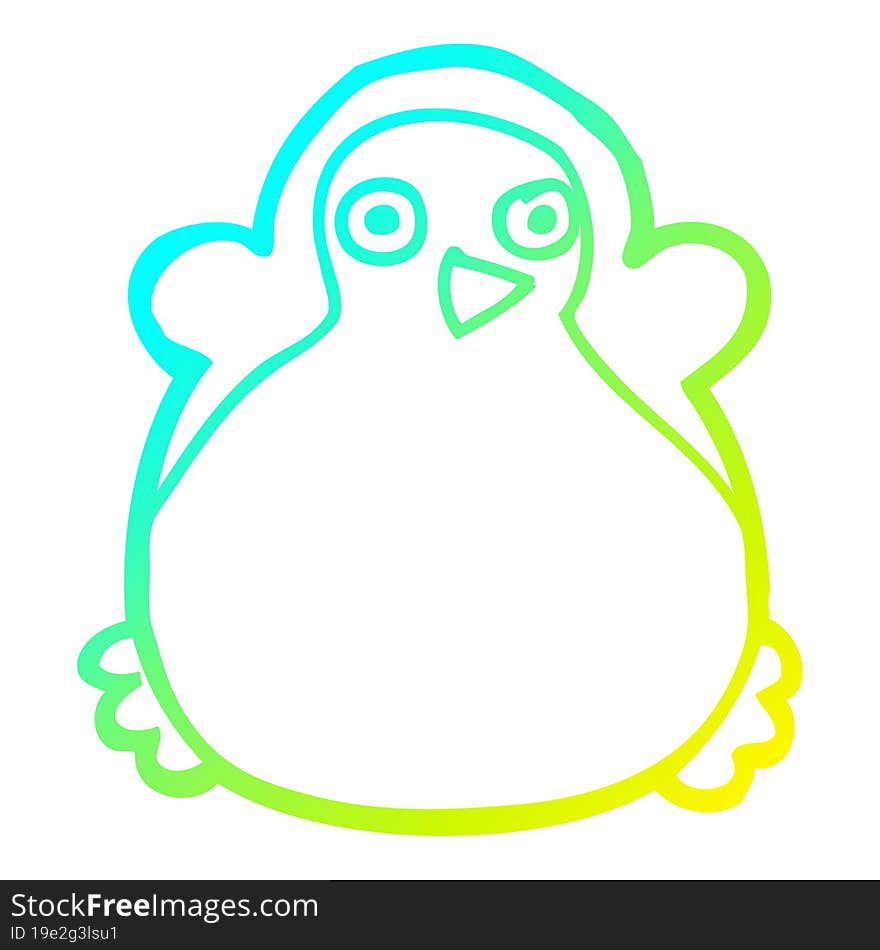 Cold Gradient Line Drawing Cartoon Penguin