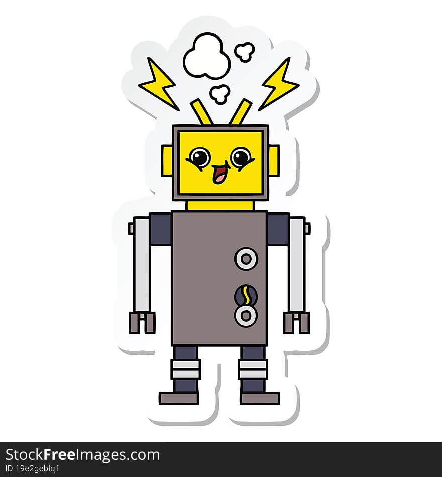 Sticker Of A Cute Cartoon Robot